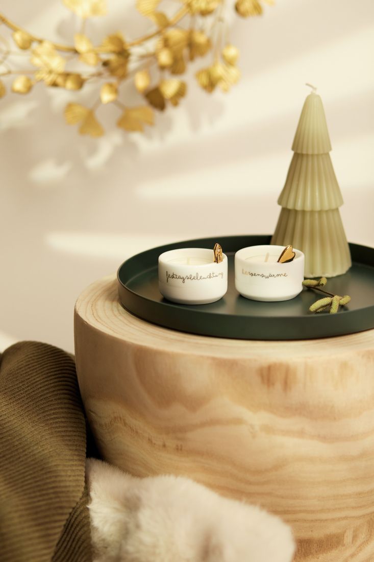 kerzen, tea light, candle set, holzdekor, dunkelgrün