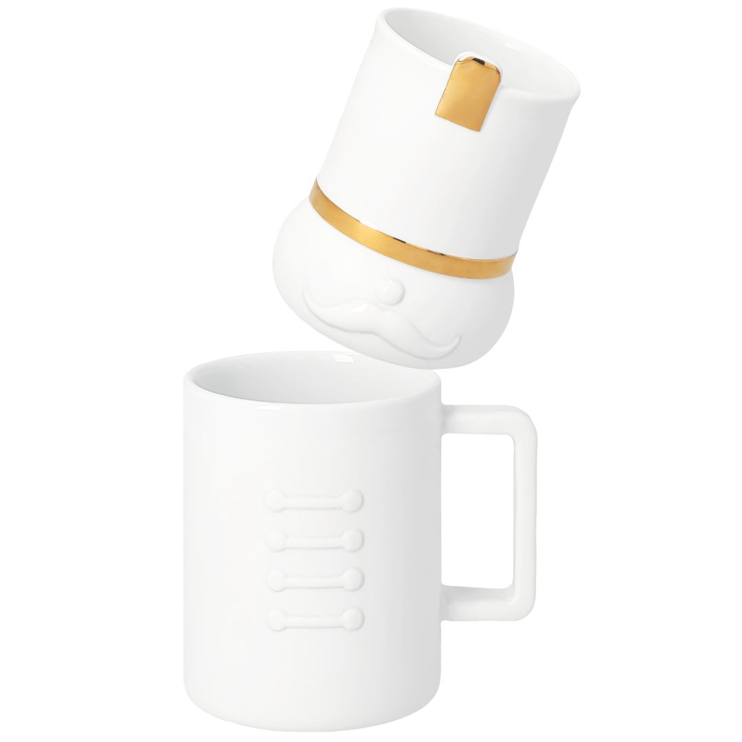 Schale, Mug, Kaffeebecher, Weiß, Gold Akzent