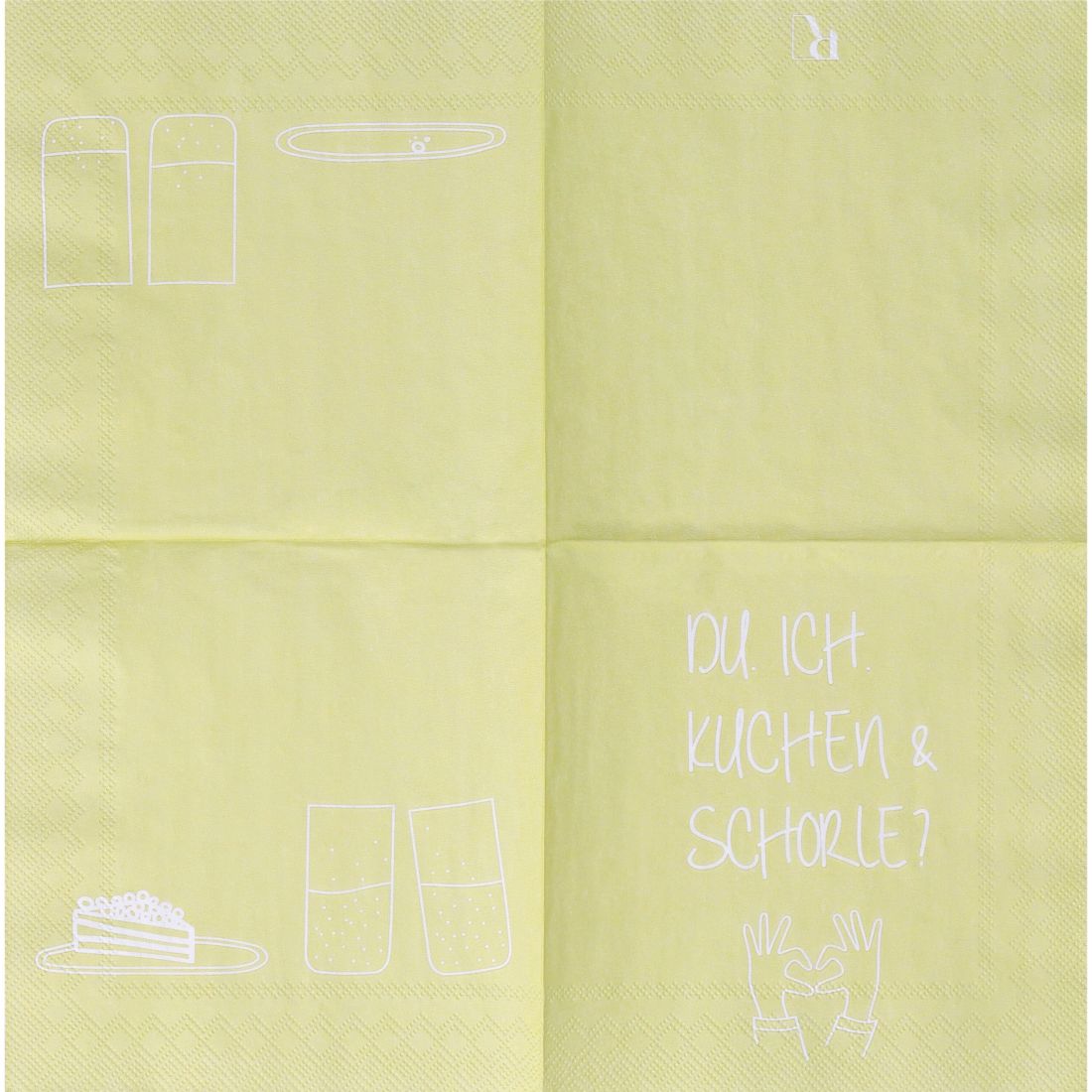 serviette, papier, tuch, kleine silhouetten, kuchen & schorle?