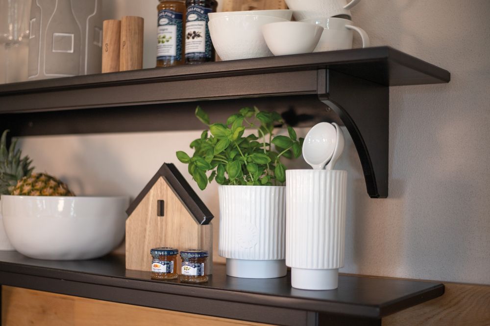 Ablage, Drinnen, Innenarchitektur, Pflanze, Gebeiztes Holz
