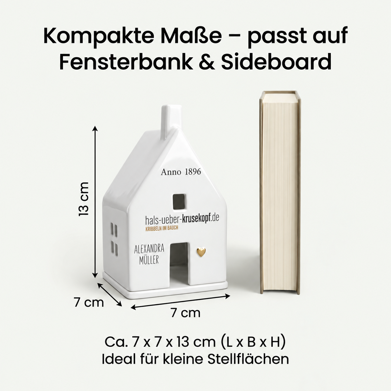 miniature House, Bücherstütze Deko, Keramikmodell, weiße Figur, Häuschen Ornament