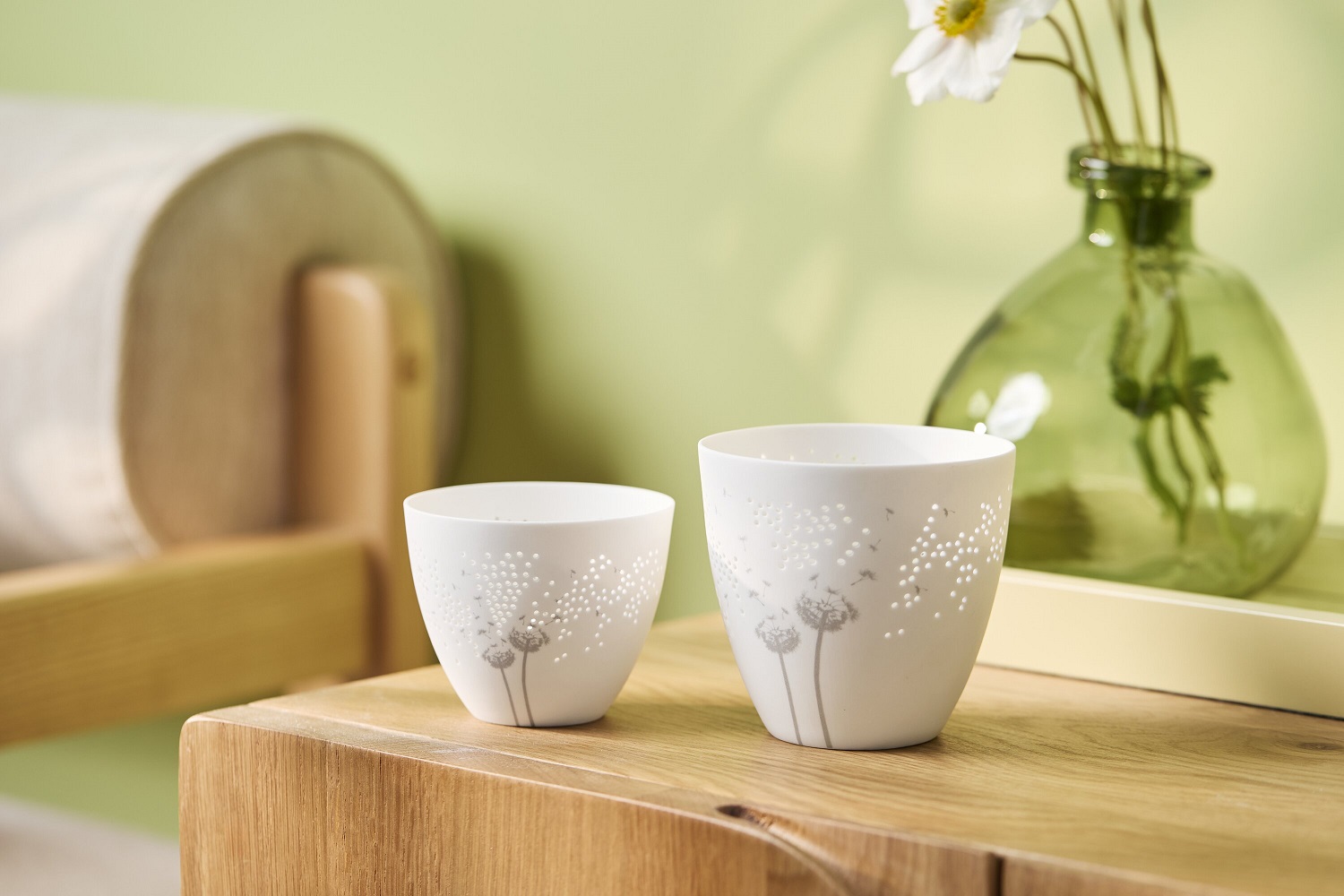 Tassen, Porzellan, Weiß, Blumenmuster, Dekor