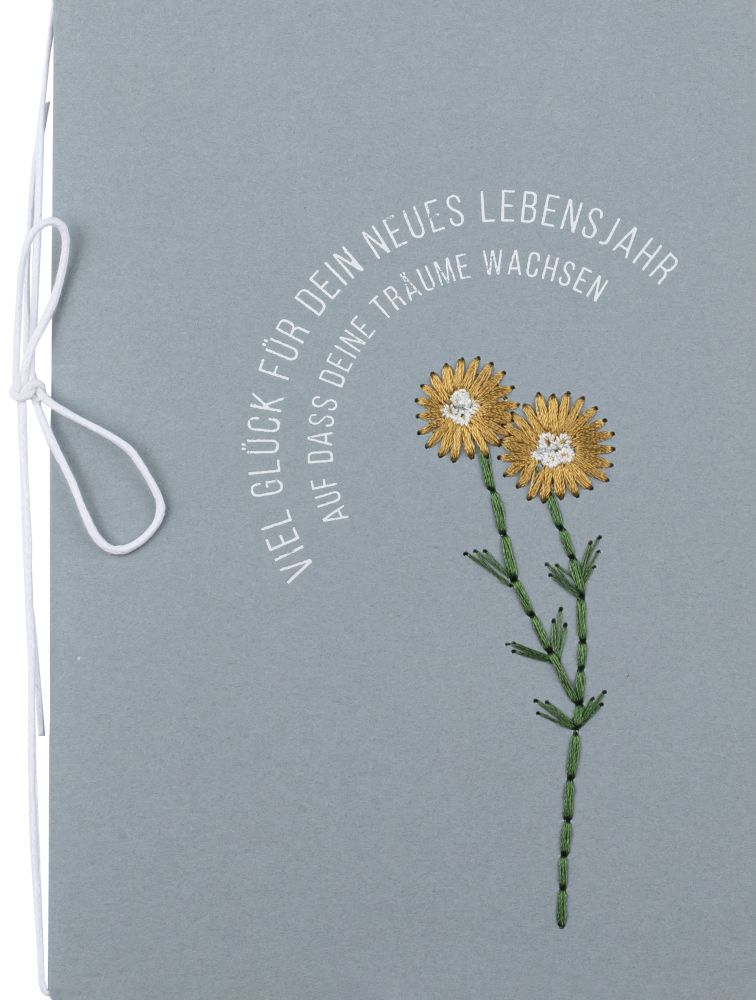 Gestickte Karte "Viel Glück"