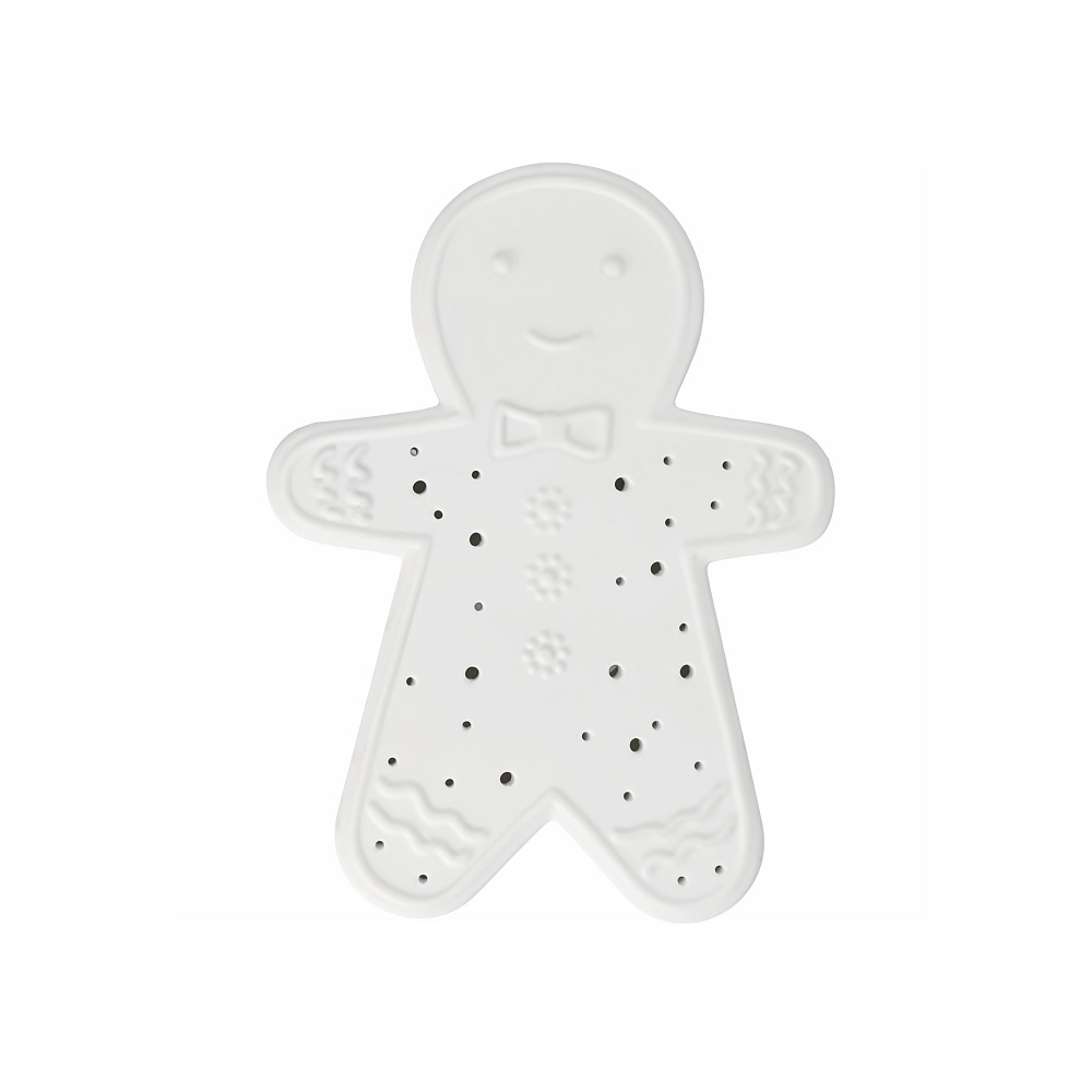 Stimmungsvoller räder LED Lebkuchen Lebkuchenmann aus weißem Porzellan mit warmem Licht