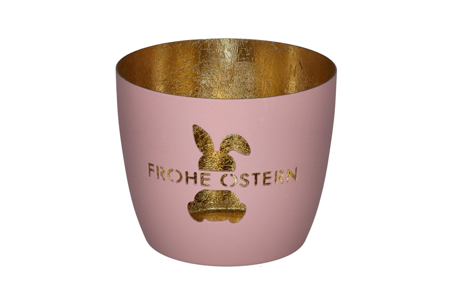Rosa Giftcompany Madras Windlicht Frohe Ostern mit goldener Innenseite