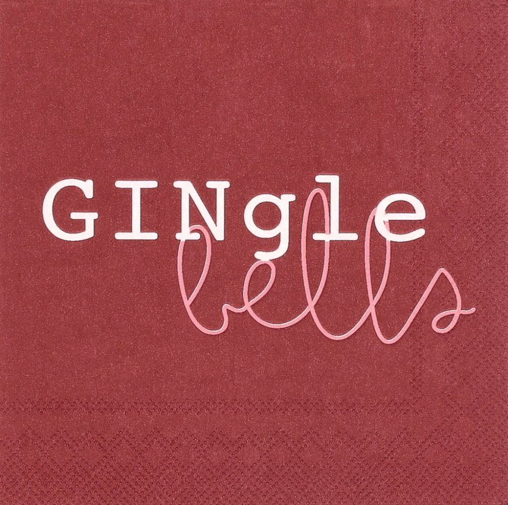 Cocktailservietten "Gingle Bells" Kastanienbraun, Dekoration für Zuhause, Text