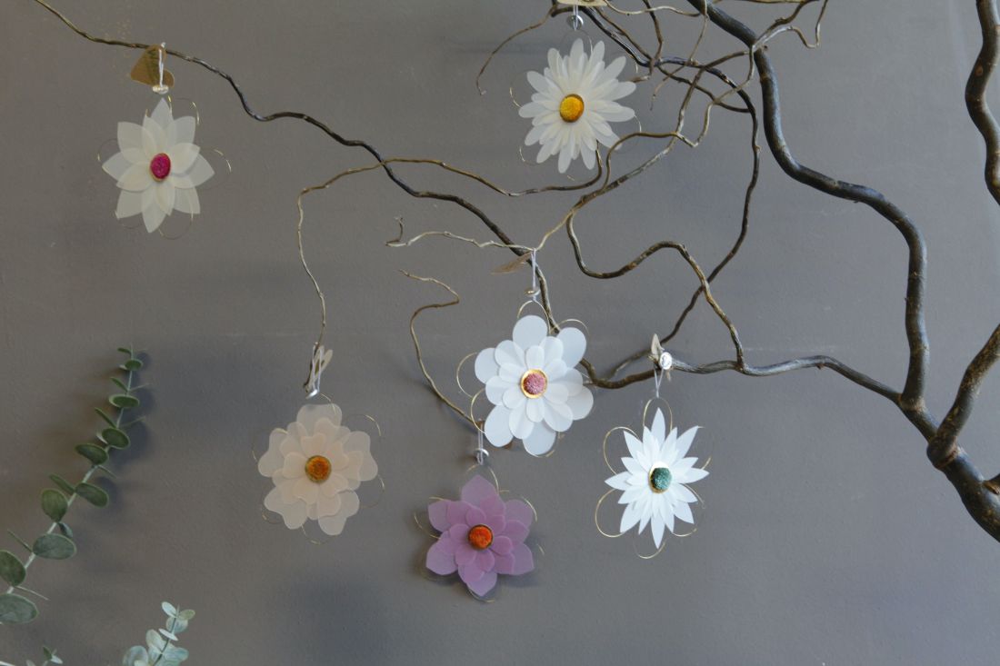 Blumen-Deko, Mobile Girlande, Papierblumen, Hanging decor, Kunstblumen