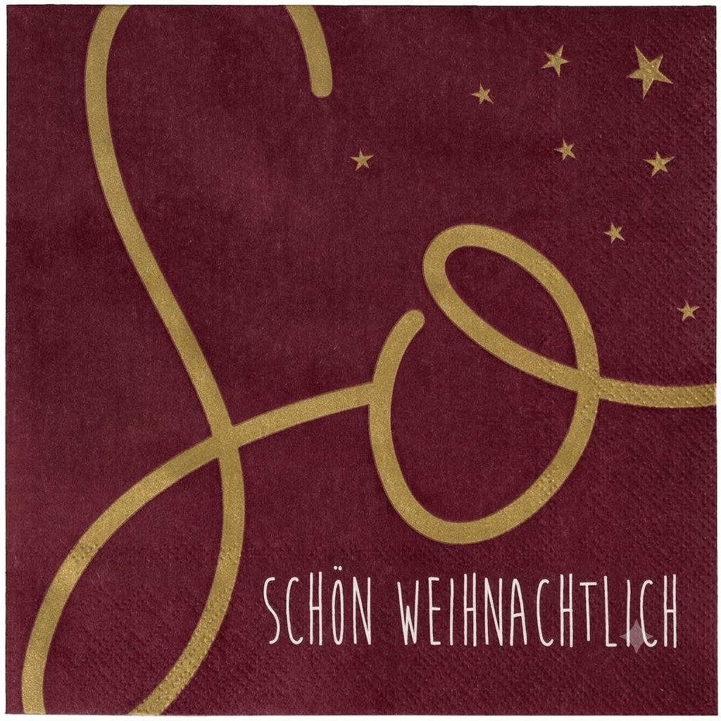 Weihnachtskarte, goldene Linien, Bordeaux, Sternmuster, Größeres Schriftfeld