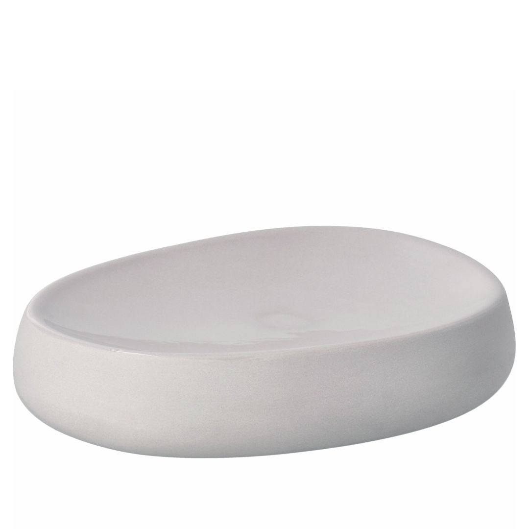 Flache räder Schale Naturelemente aus grauem Steinzeug mit organischer Form