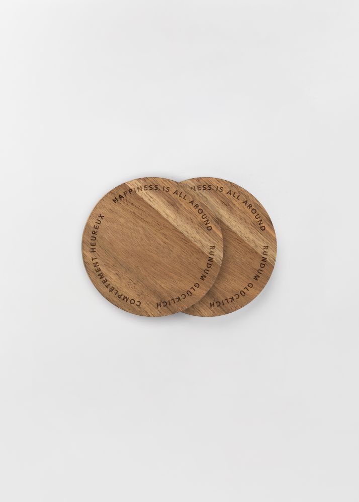Untersetzer 2er Set "Happiness is all around" Holz