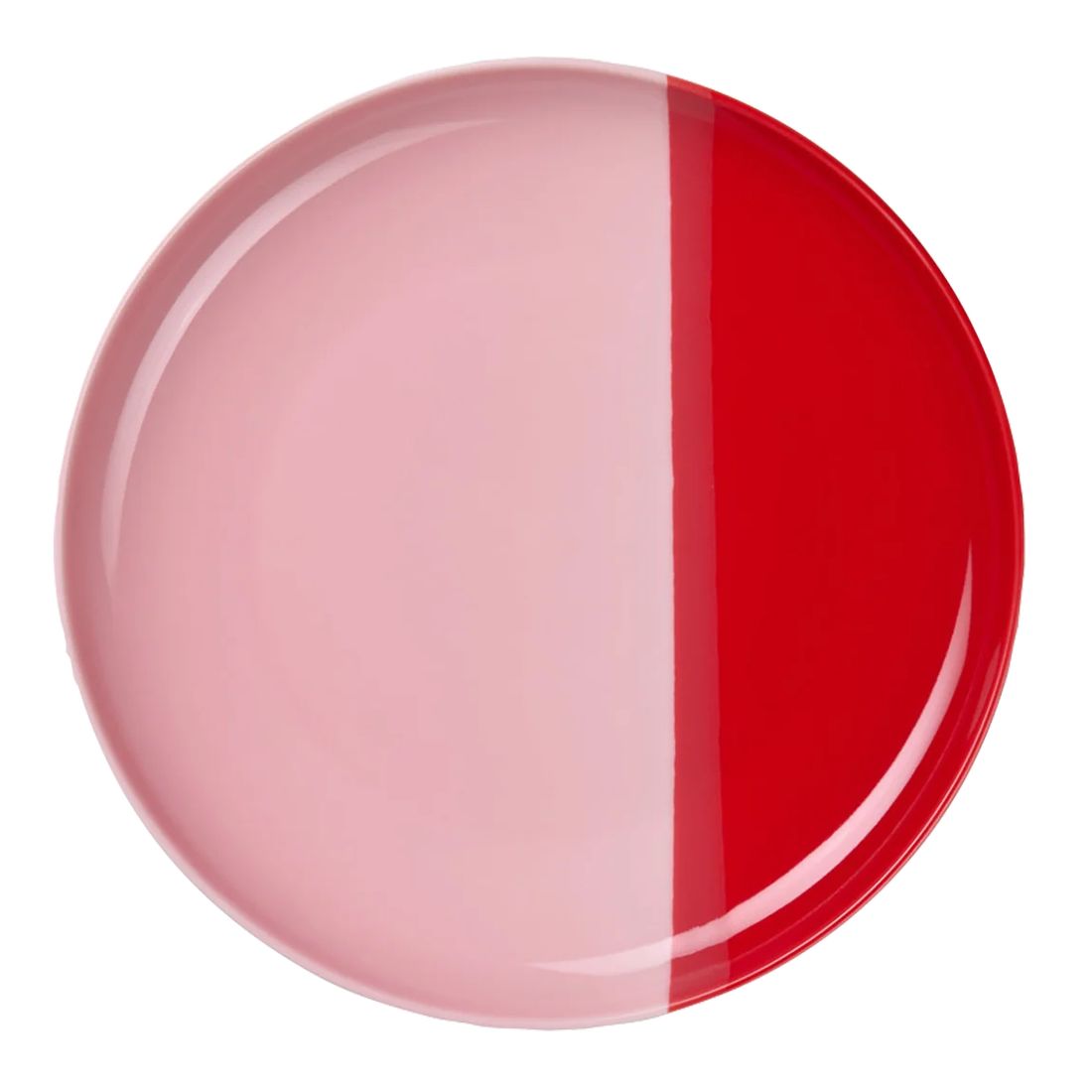 Zweifarbiger Dessertteller strawberry smoothie aus Porzellan mit rosa und roter Fläche aus der Kollektion joy von ASA Selection