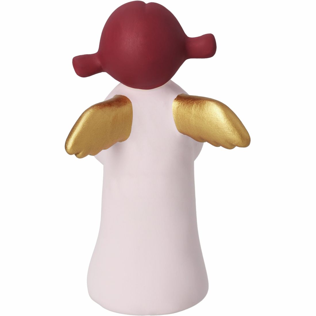 Engelfigur, Engel, Goldene Flügel, Rote Kopfhaube, Weißer Körper