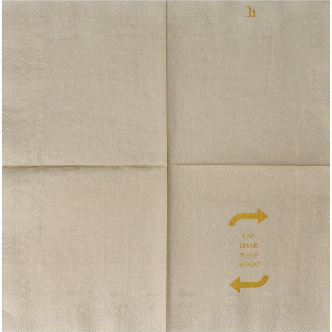 Papierserviette, Beige, Musterdruck, Ränder gewebt, Wiederverwendung Hinweis