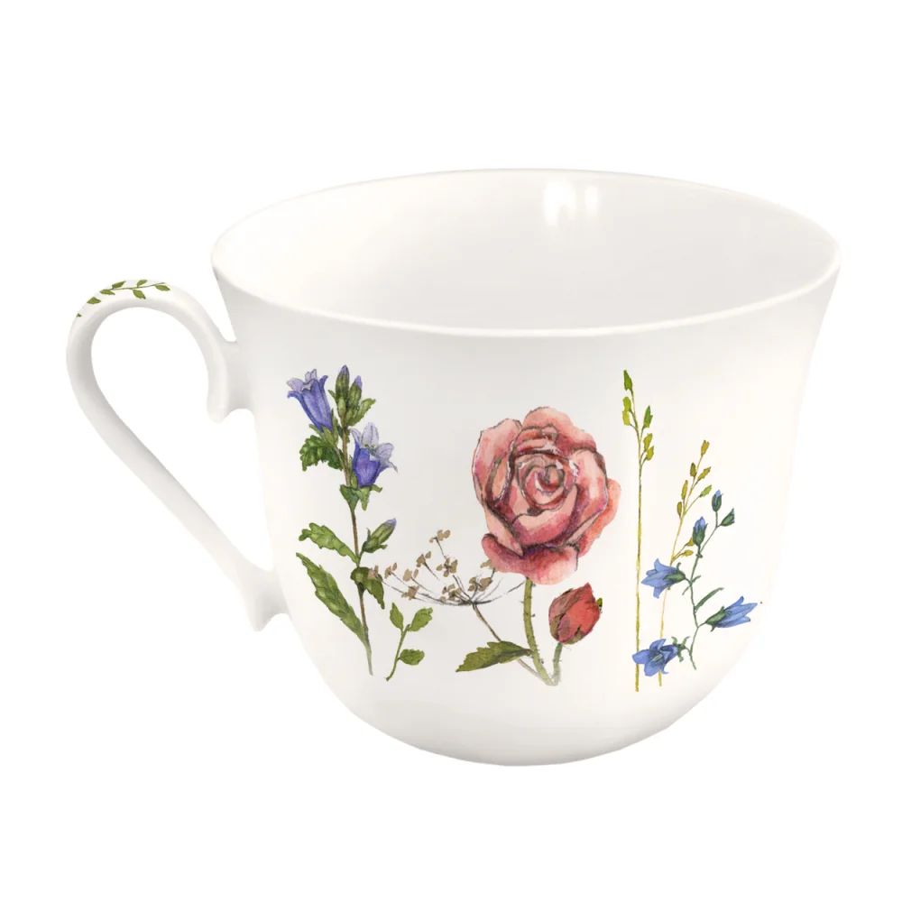 Kaffeetasse, Blumenmotiv, Porzellan, White, Hochwertig