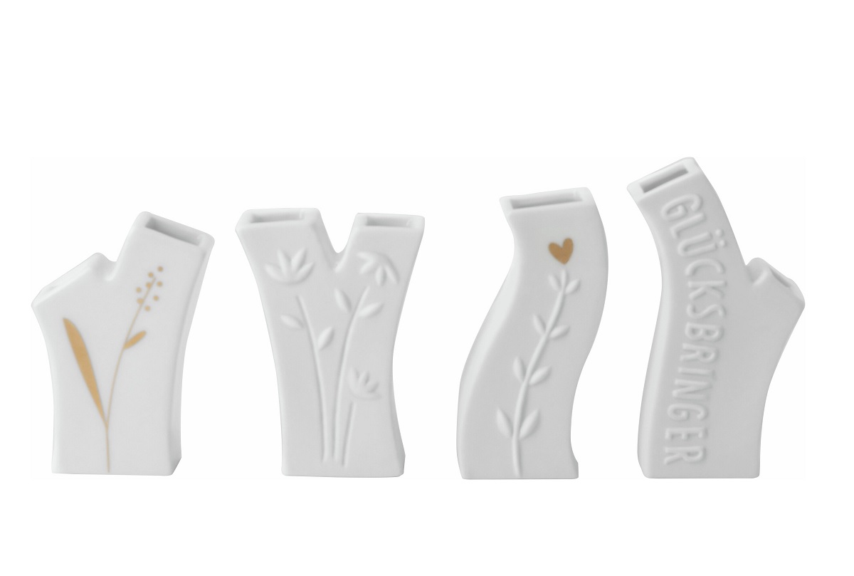 Miniblumen Vasen Set "Glücksbringer" Töpferei, Krug, Vase, Porzellan, Rauchrohr