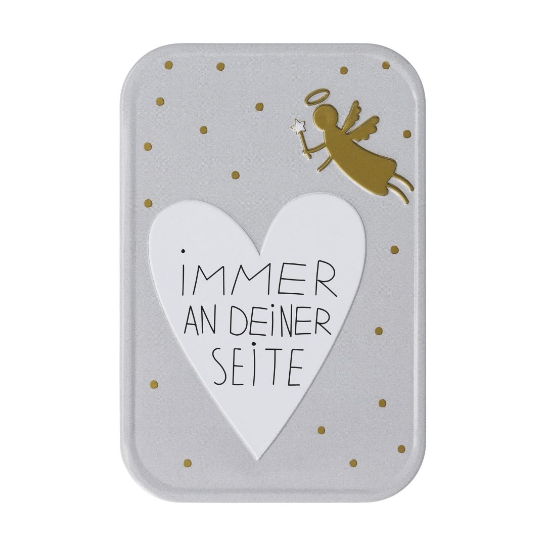 Kleine räder Magnet-Eisentafel Immer an deiner Seite mit feiner Herz- und Schutzengel-Illustration