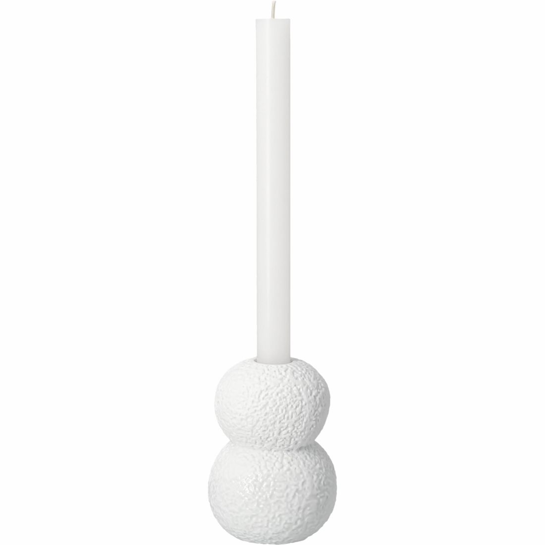 räder Porzellan Kerzenständer Schneeball mit Stabkerze als edle Tischdekoration in der Winterzeit