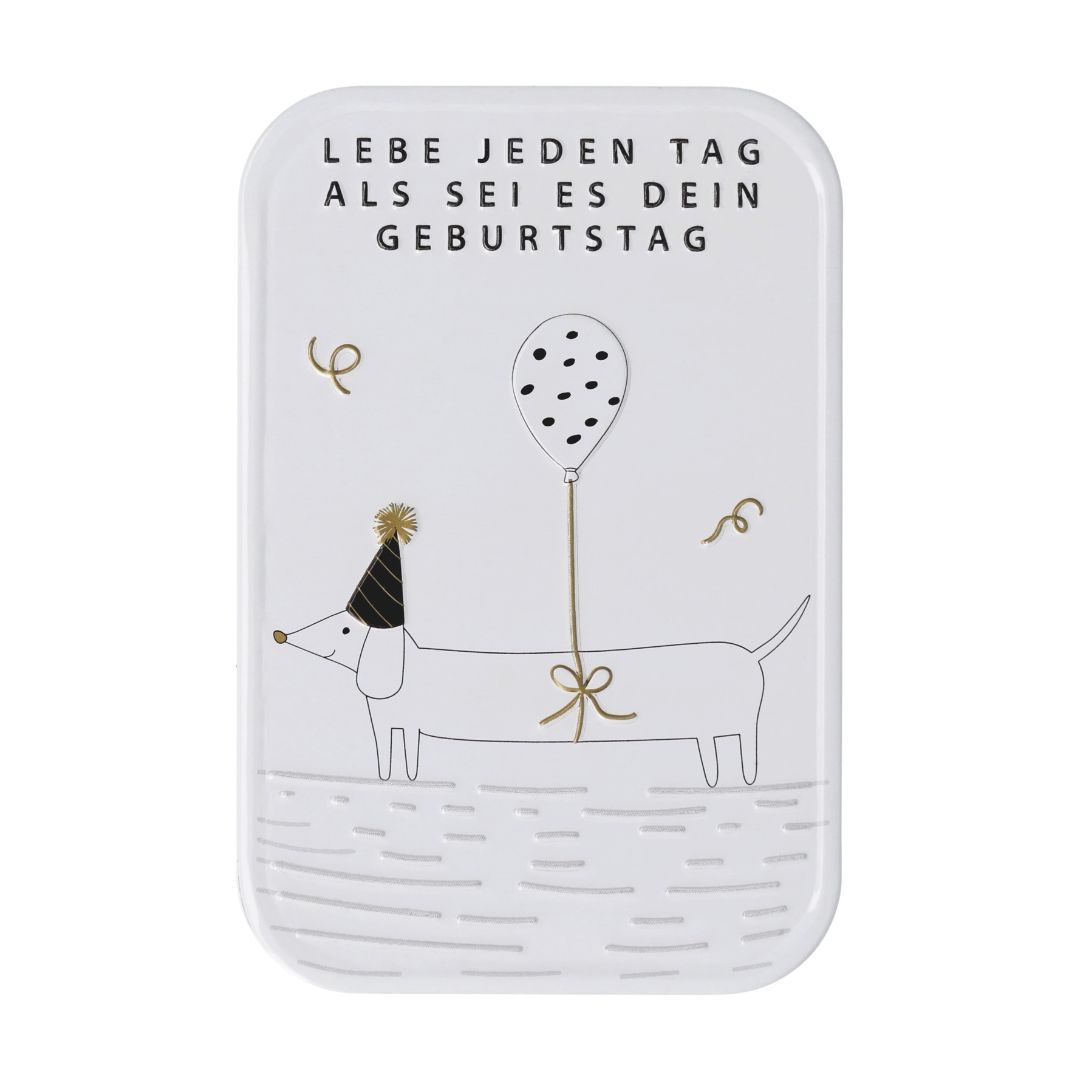 Kleine räder Magnet-Eisentafel Lebe jeden Tag mit Motiv Dackel an einem Luftballon