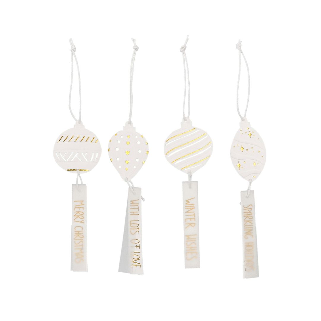 Geschenkanhänger "Merry Christmas" 4er Set Zubehor, Ohrring, Schmuck, Besteck, Löffel
