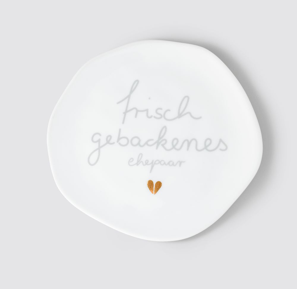 Kleiner Teller "Frisch gebackenes Ehepaar" Porzellan, Töpferei, Mahlzeit, Teller, Gericht