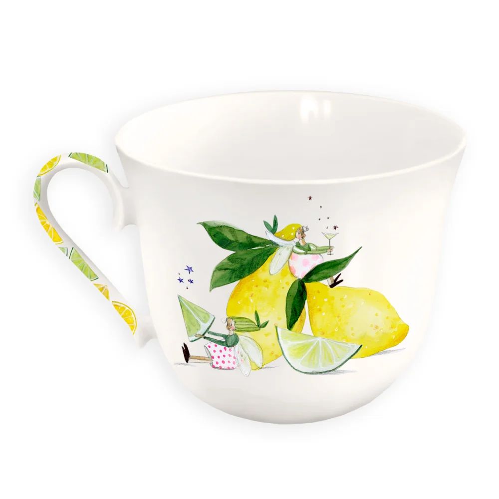 Tasse, Porzellan, Zitrusmotiv, gelb, Muster