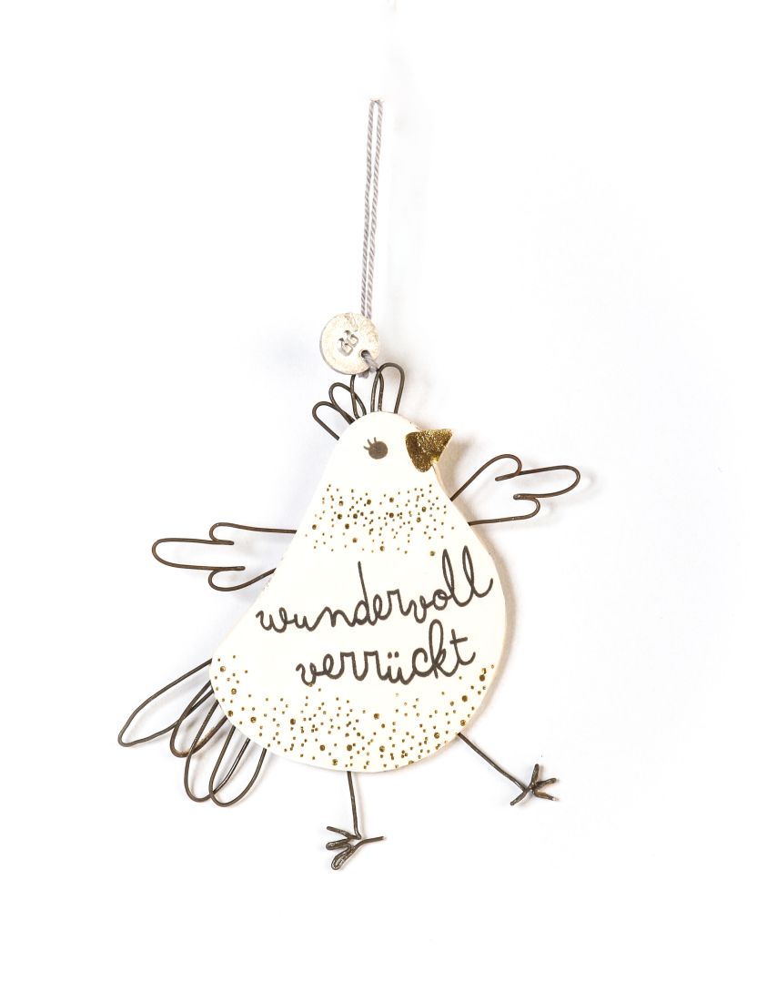 Good old friends Crazy Chick Wundervoll verrückt Anhänger aus Draht und Pappe