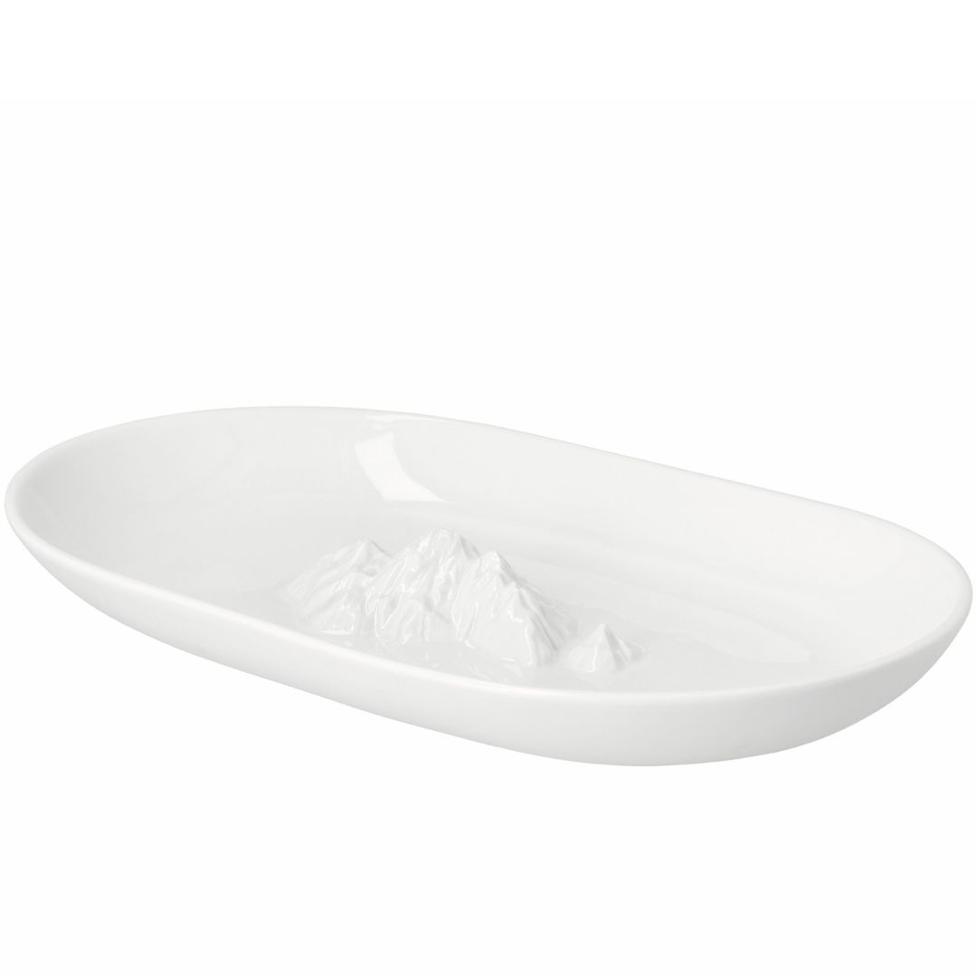 Ovale räder Porzellanschale Wanderlust mit 3D-Bergrelief im Inneren