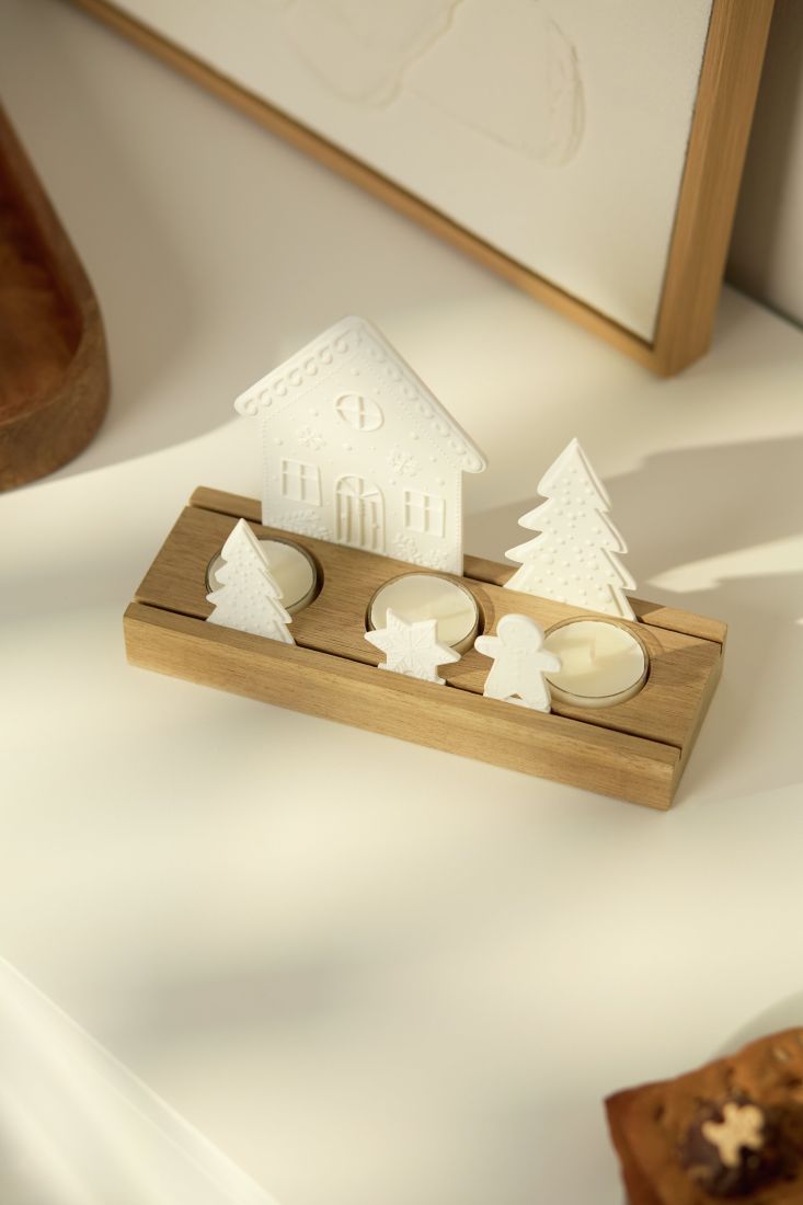 Holz-Teelichthalter, Weihnachtsdeko, Kerzenhalter, Schwedenholz, Weihnachtsbaum