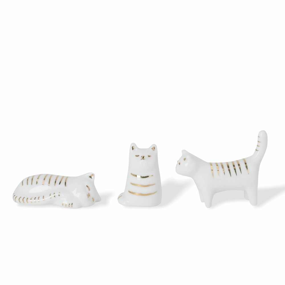 Tierische Begleiter, Porzellanfigur Katze, 3er Set Kunst, Porzellan, Töpferei, Figur
