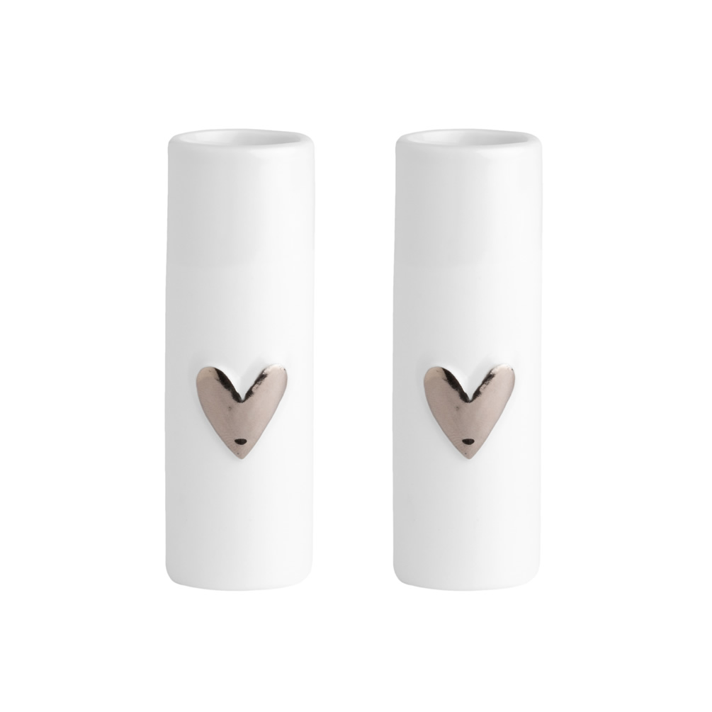 Minivasen "Herz" 2er Set, silber