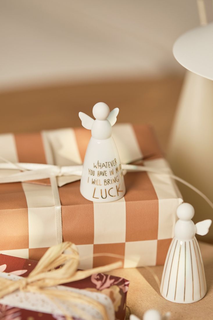 Engel, Glänzendes Schmuckstück, Weihnachtsdeko, Porzellanfigur, Geschenkverpackung