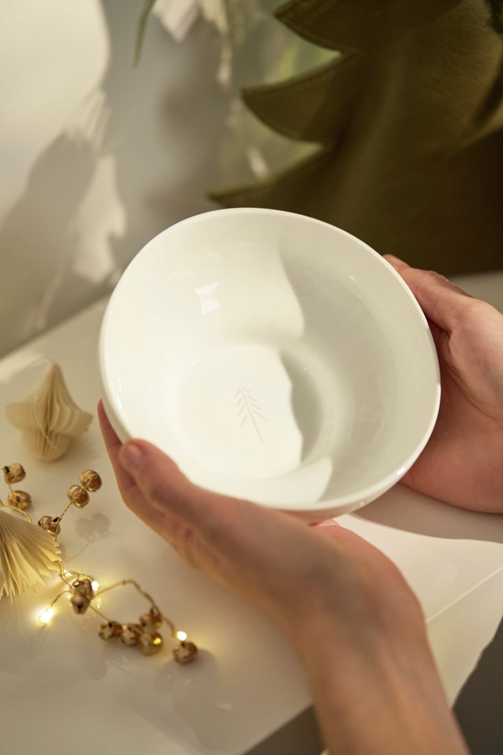 weiße Schüssel, Porzellan, kleine Schale, Glänzend, Innenmuster