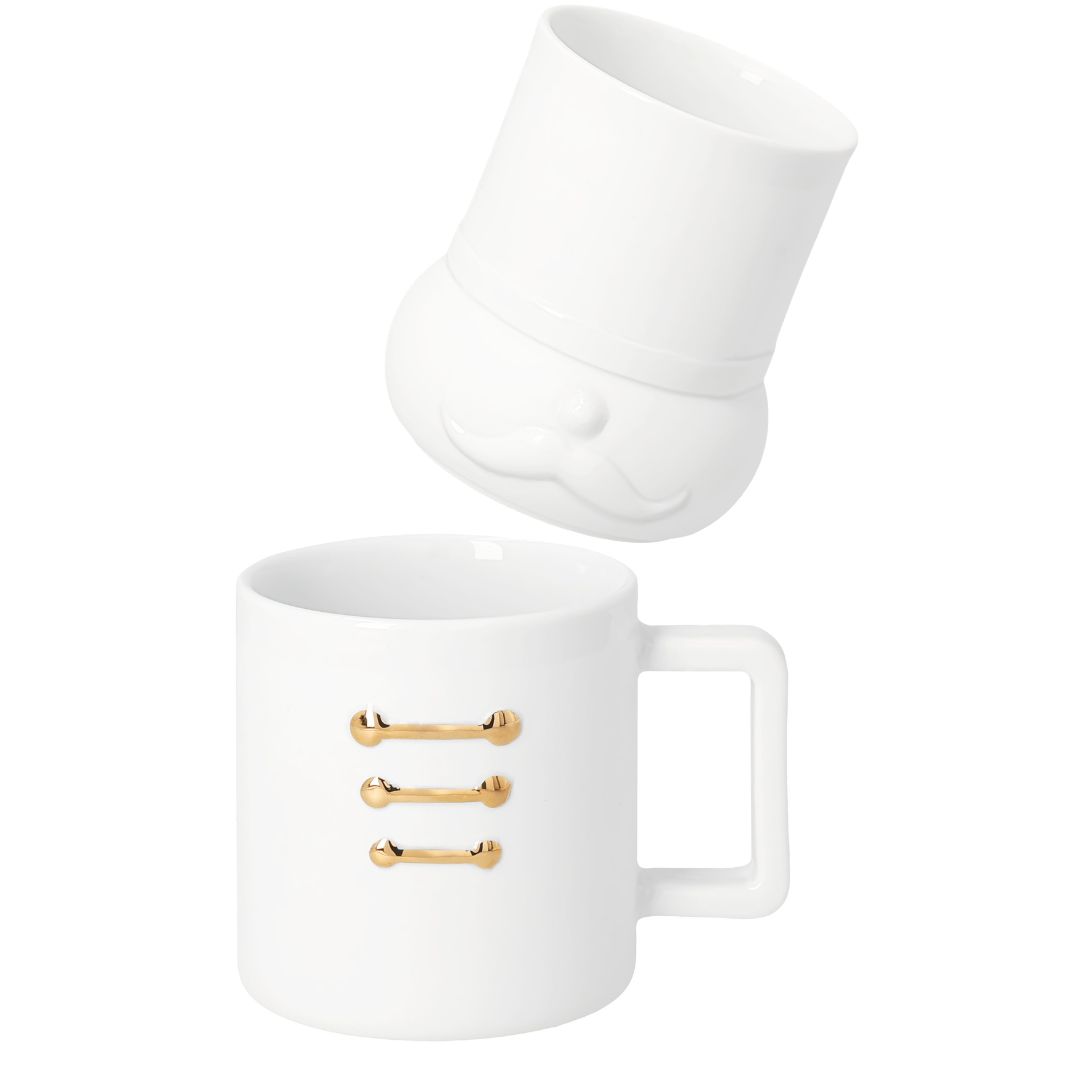 Tasse, Kaffeebecher, weiße Tasse, goldene Akzente, in Geschenkbox