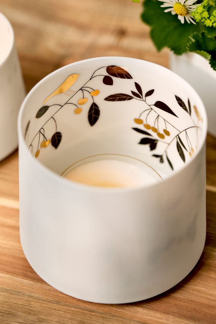 ceramic, tasse, weiß, musterm, goldakzente