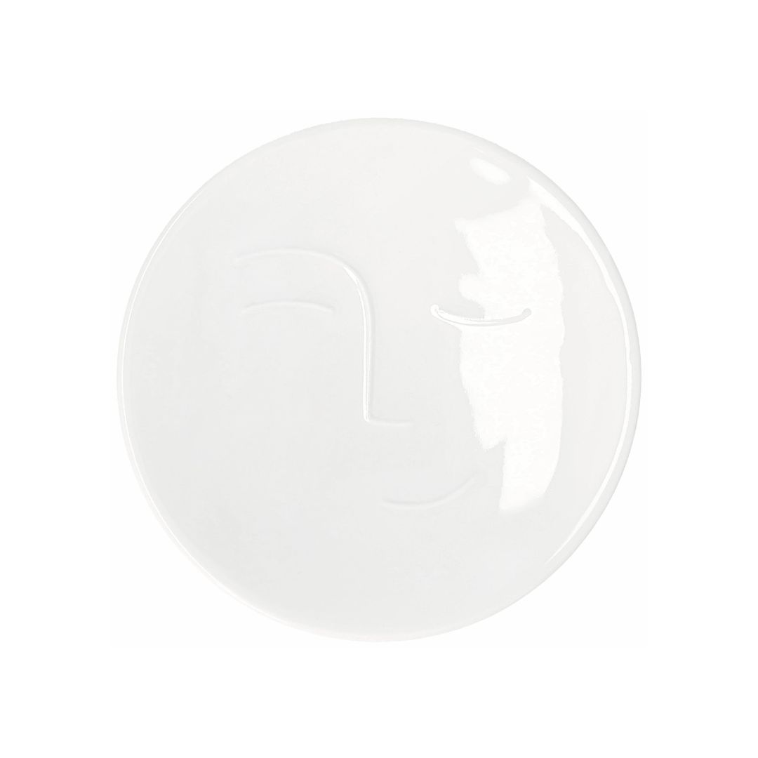 Runder weißer räder Porzellan Wein Topper mit Relief-Gesicht für Weingläser