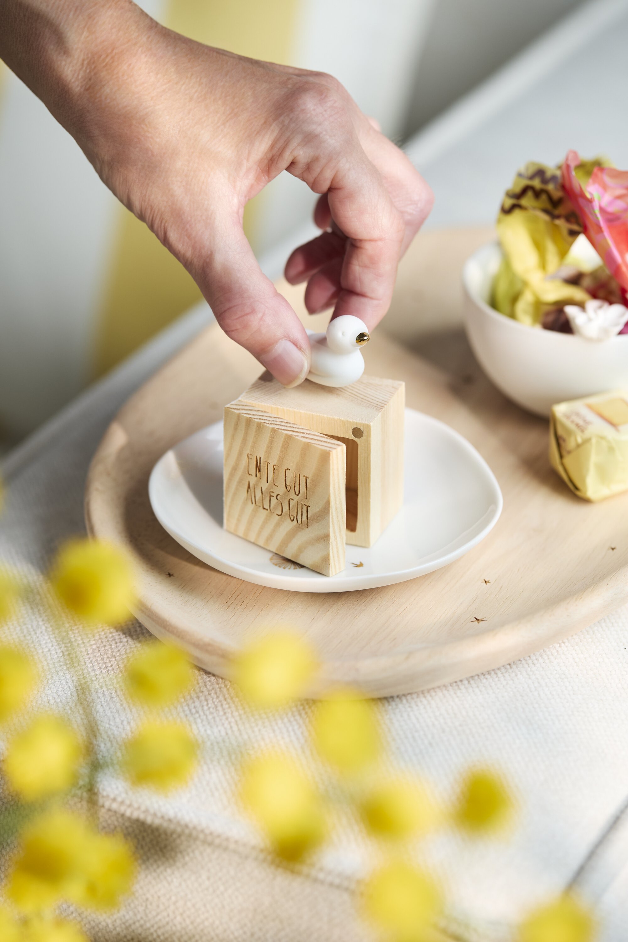 Holzspielzeug, Kleiner Vogel, Schneidebrett, Blockholz, Miniaturfigur