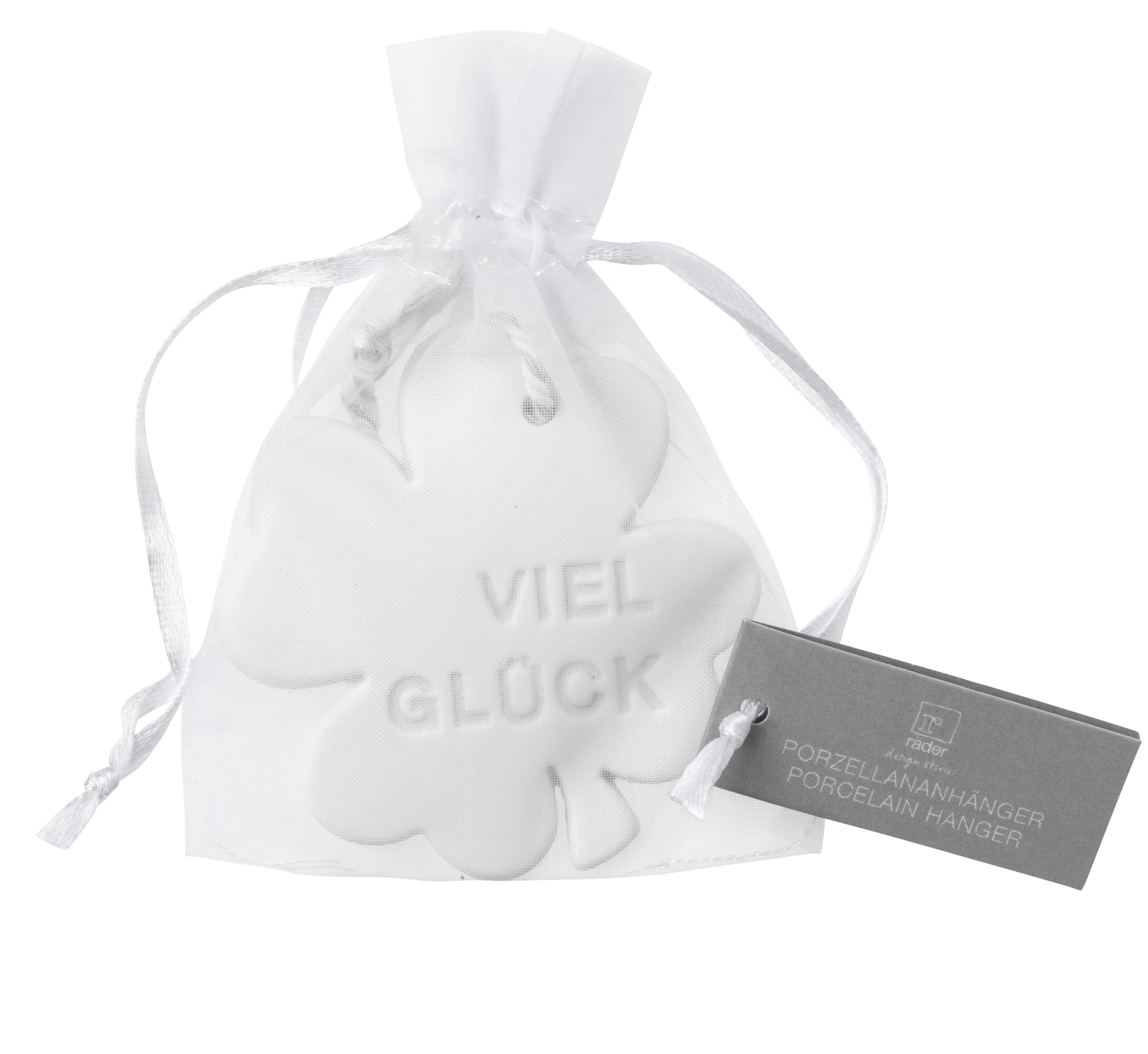 Porzellananhänger Viel Glück Kleeblatt