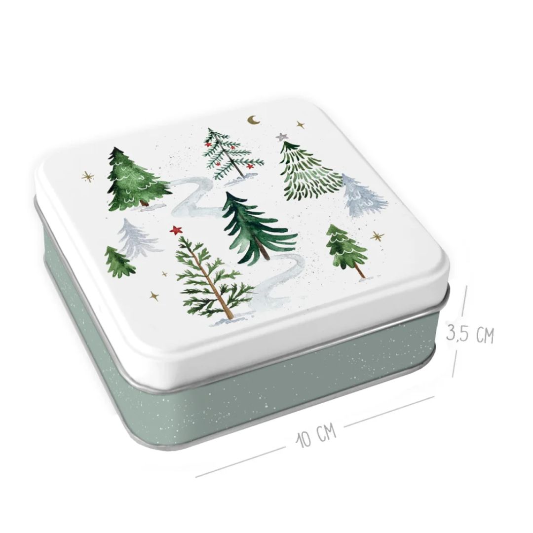 Mini-Box, Tin Box, Tree pattern, Winter design, Decorative container
