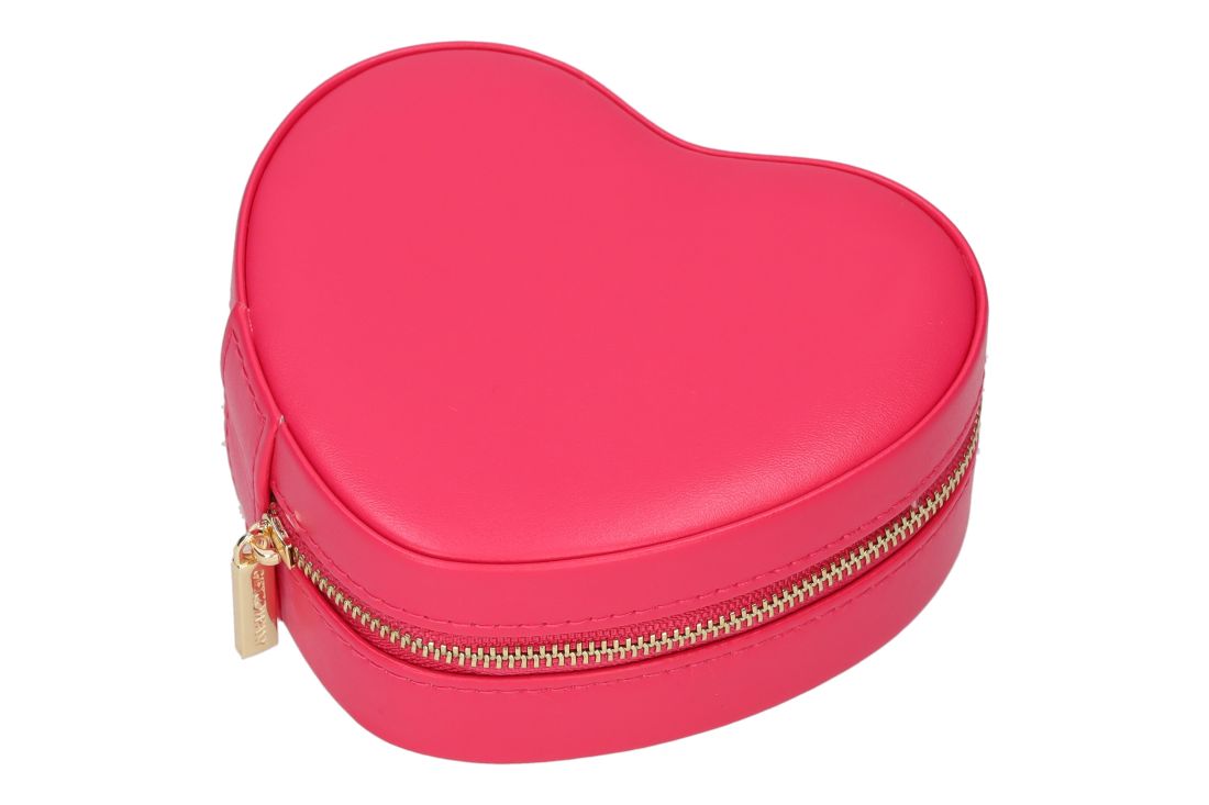 Herzförmige Tasche, Kunstleder, Geldbörse, Reißverschluss, Pink