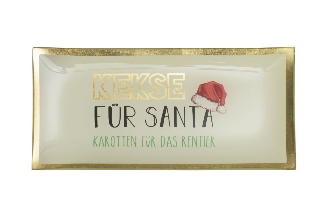 Glasteller Kekse für Santa L von Giftcompany mit edlem Goldrand