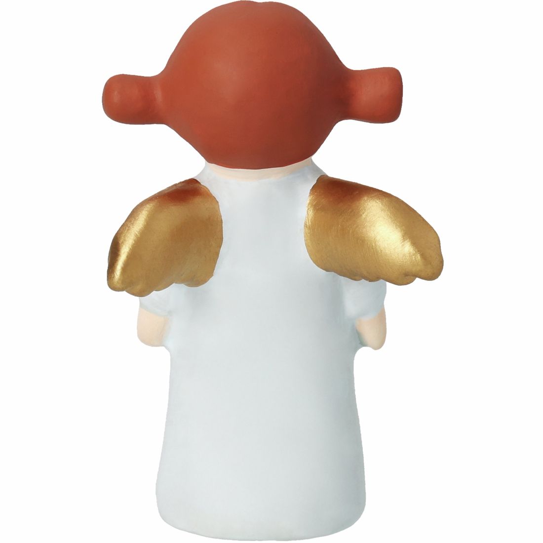 figurine, engelflügel, roter kopf, weißer mantel, goldene flügel