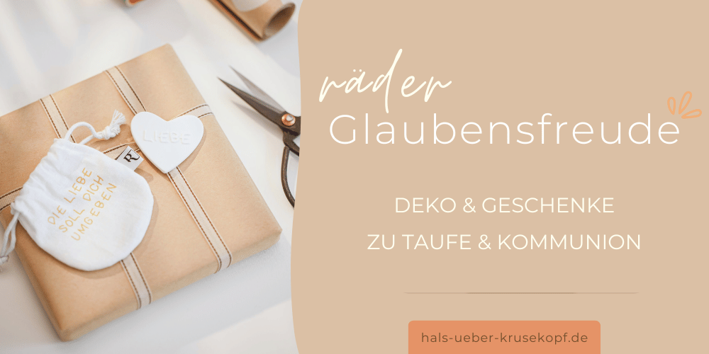 Geschenkverpackung, braune Verpackung, Schere, weiße Herztag, Schmuckanhänger