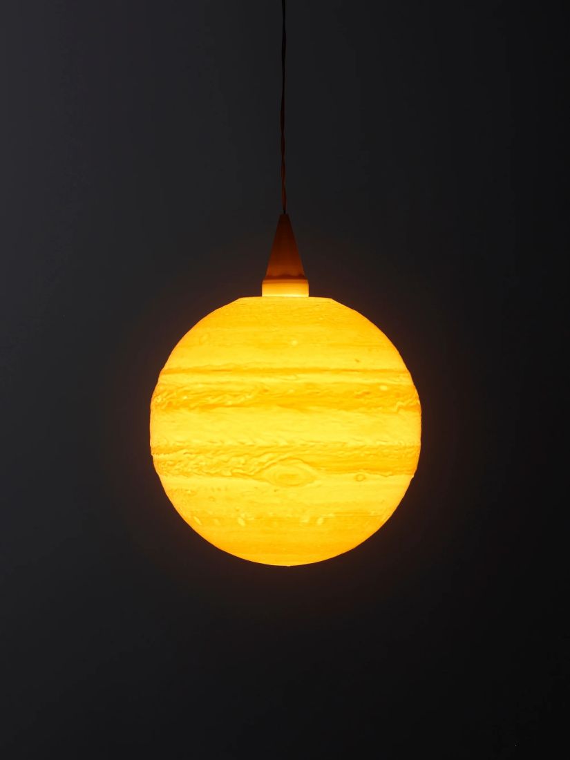 Lampion, Hängeleuchte, Pappelholz, orange Licht, Ball form