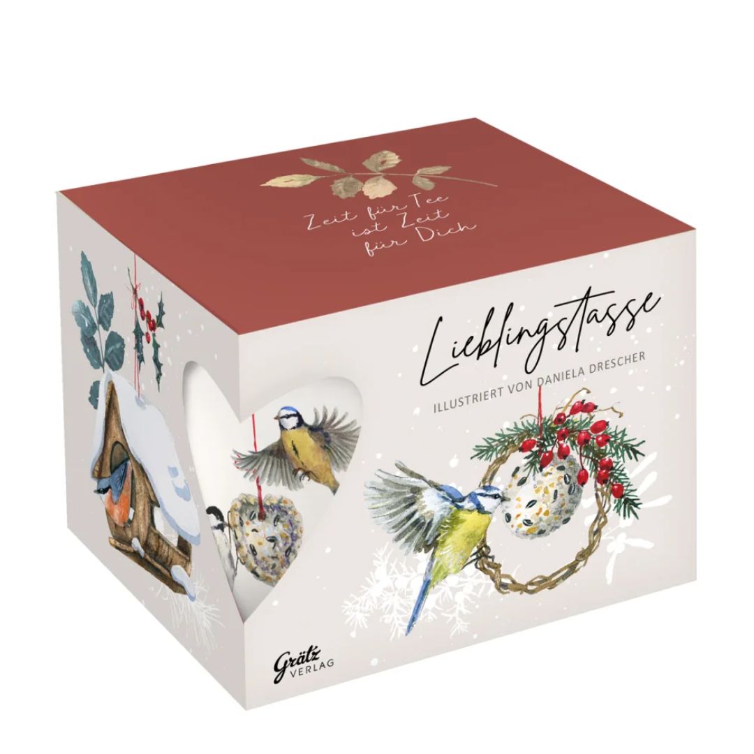 Box, Weihnachten, Vögel, Kranz, Illustration