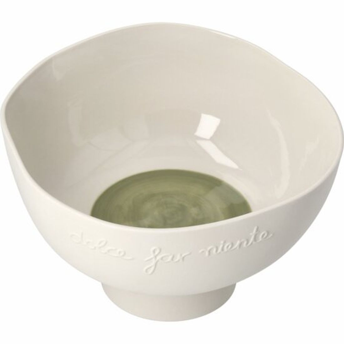 Beige-grüne räder Steinzeug Schale Dolce far niente auf elegantem Fuß