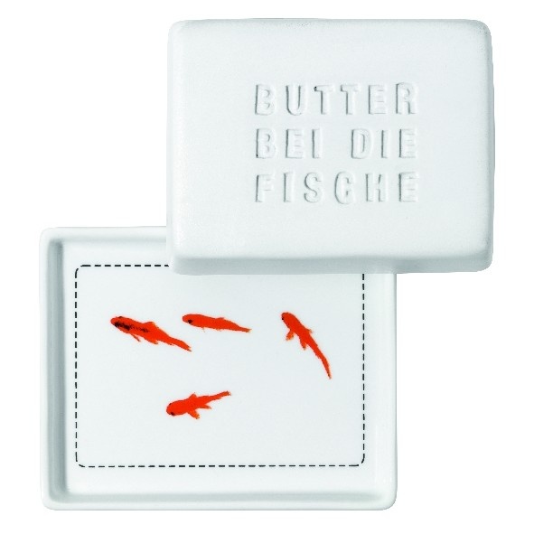 Breakfast Butterdose, klein "Butter bei die Fische"