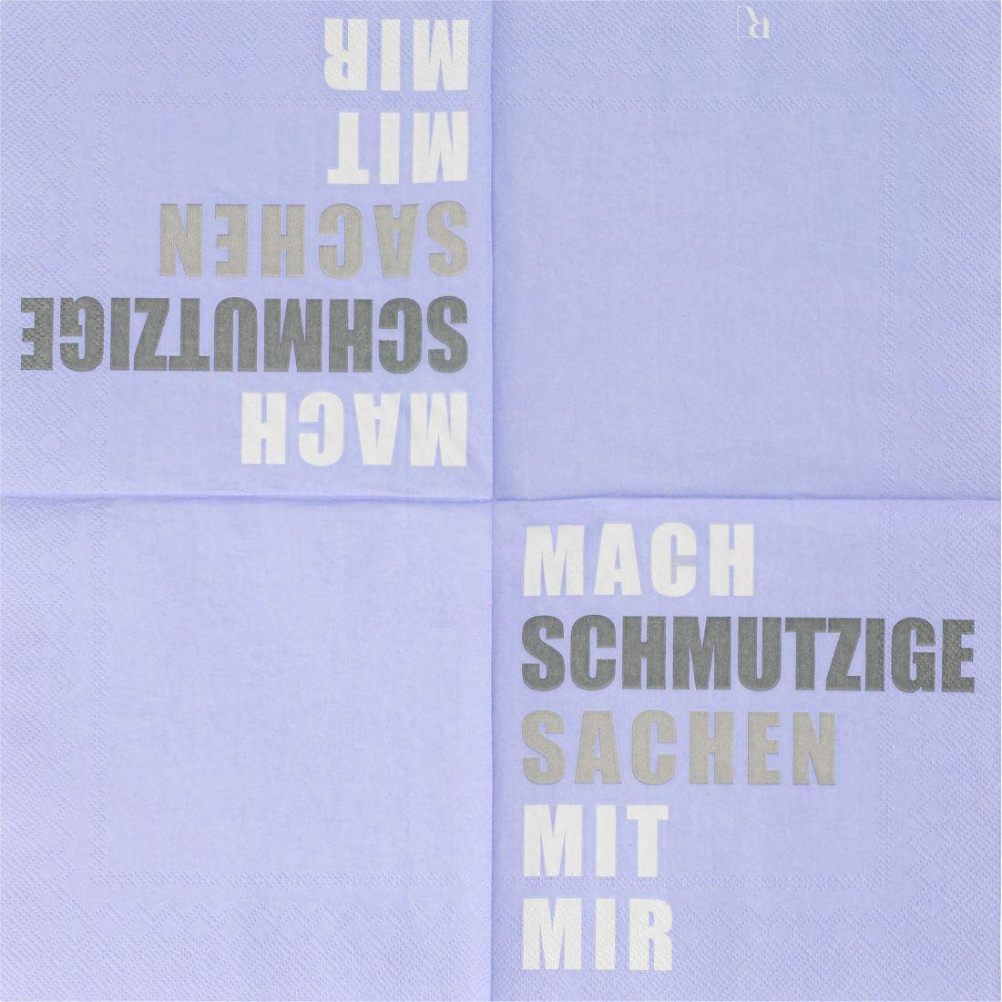 Aufgefaltene räder Serviette Mach schmutzige Sachen mit mir humorvoll