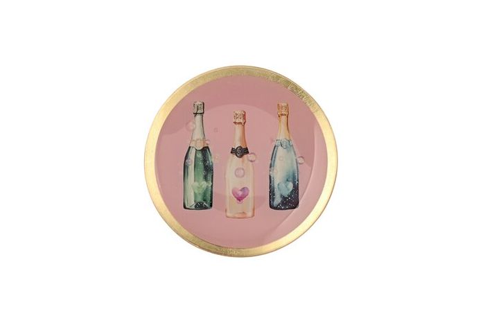Love Plates, Glasteller "Champagner Flaschen" Flasche, Kunst, Malerei