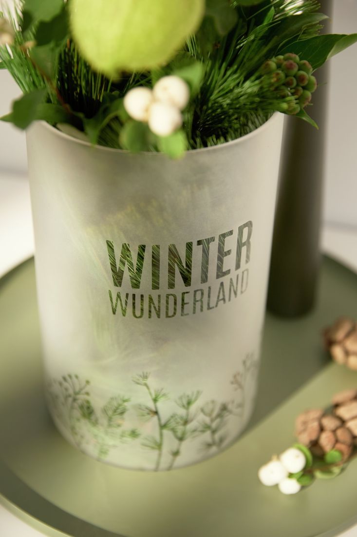 Gefrostetes Glas Vase Winterwunderland