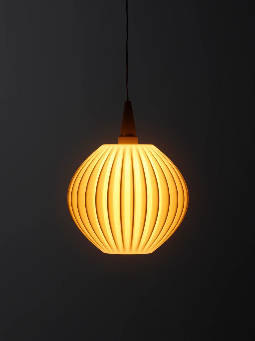hängelampe, lampenschirm, orange licht, runde lampe, holzoptik